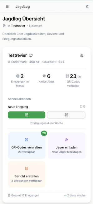 Jagdlog App Mockup
